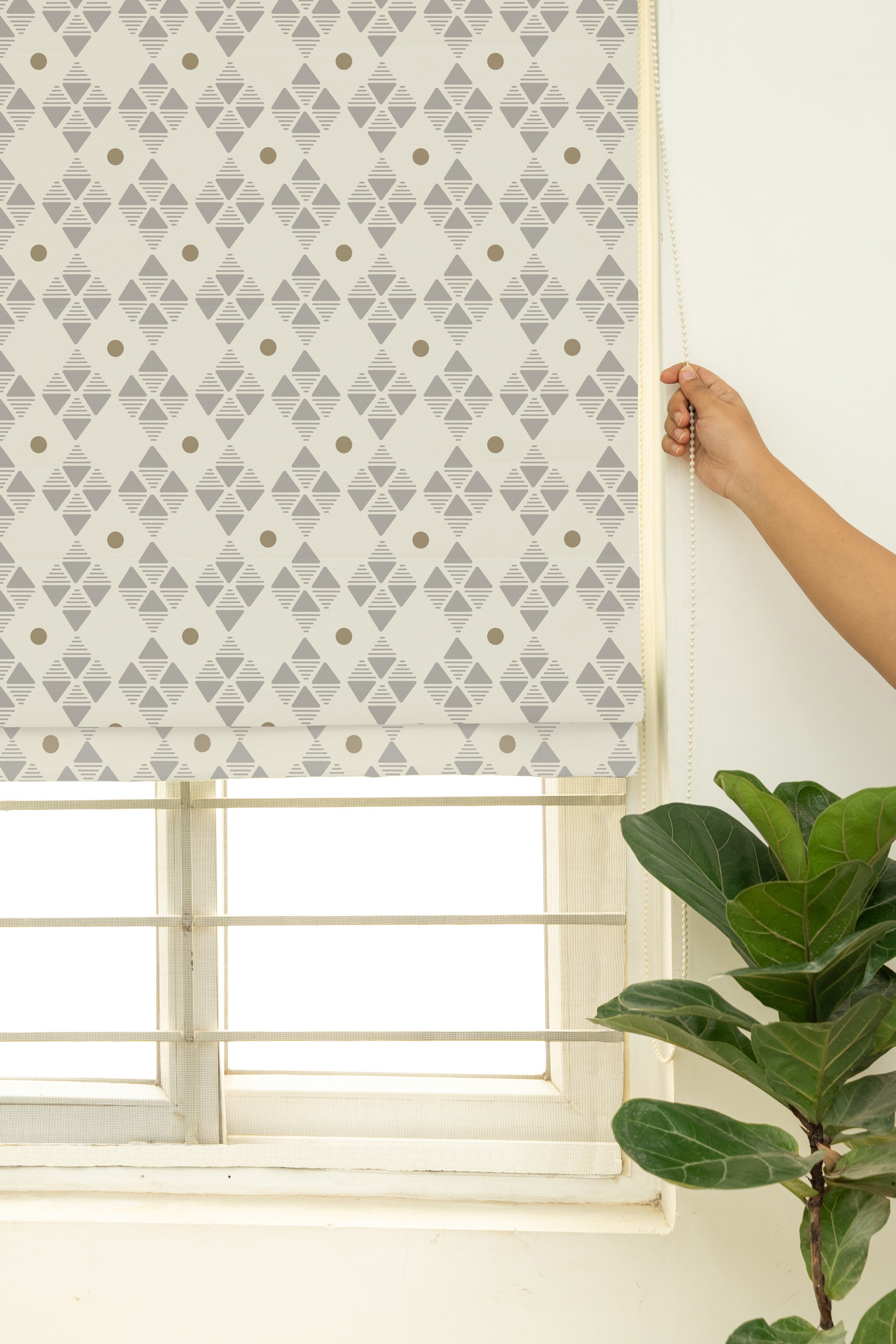 Mirage 100% Cotton Sheer Printed Customizable blind for livingroom & Bedrooms-Light Filtering