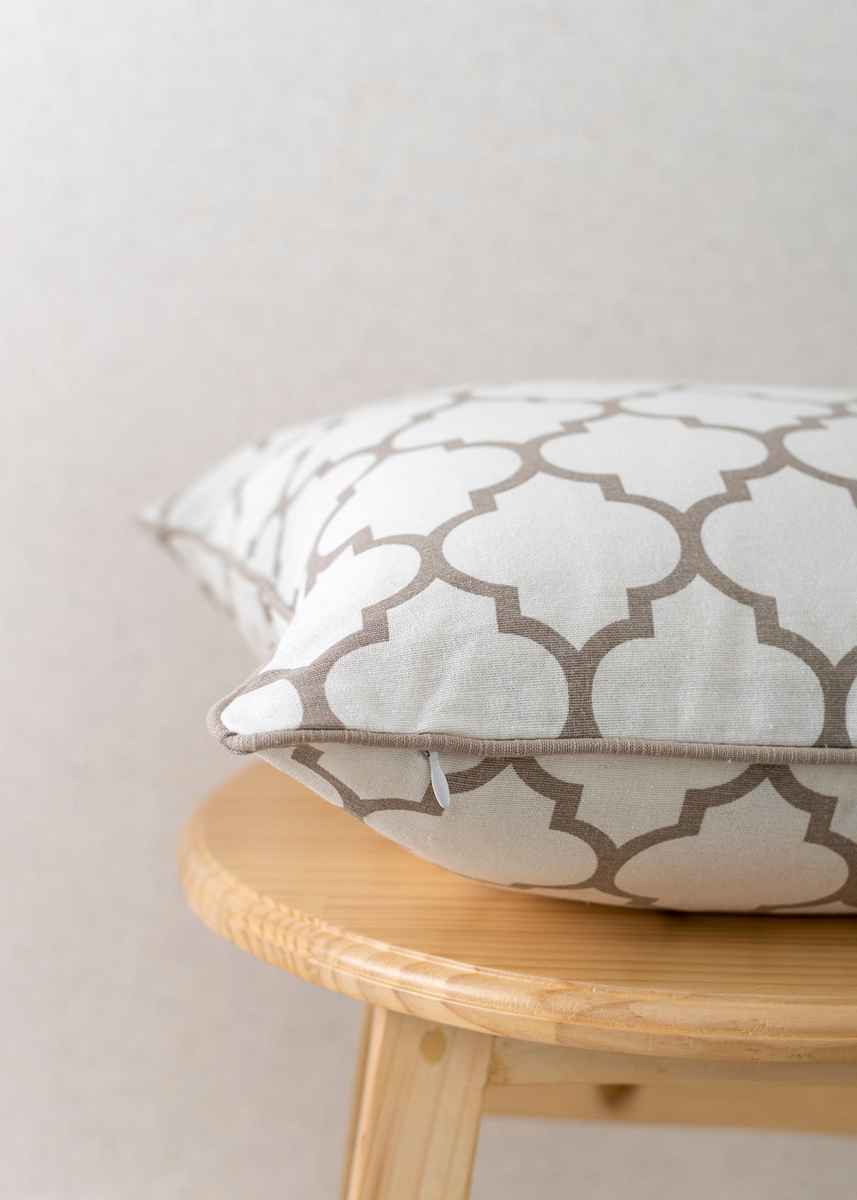 Trellis 100% cotton customisable geometric cushion cover for sofa - Walnut grey