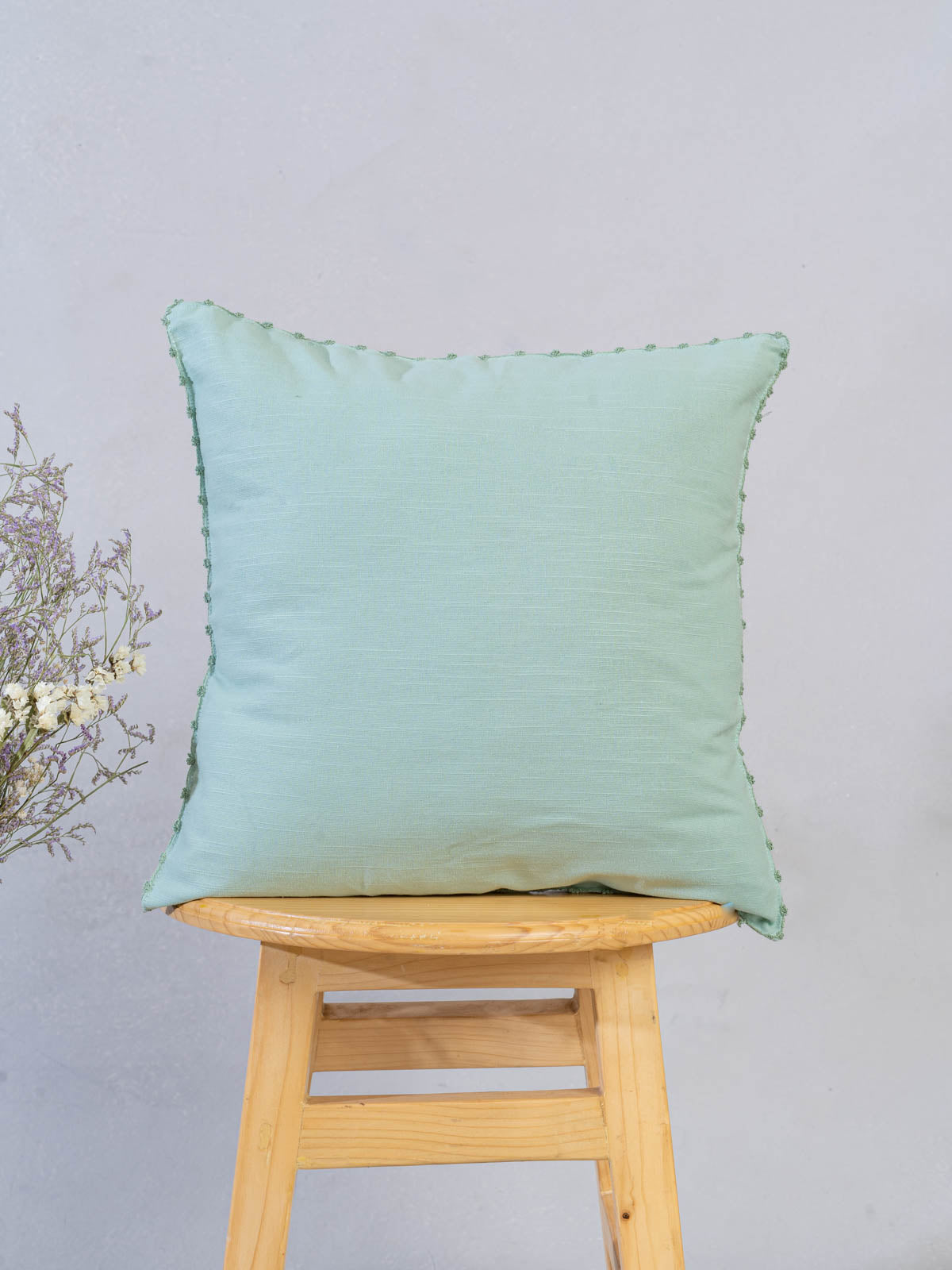 Solid 100% cotton customisable cushion cover for sofa - Nile Blue