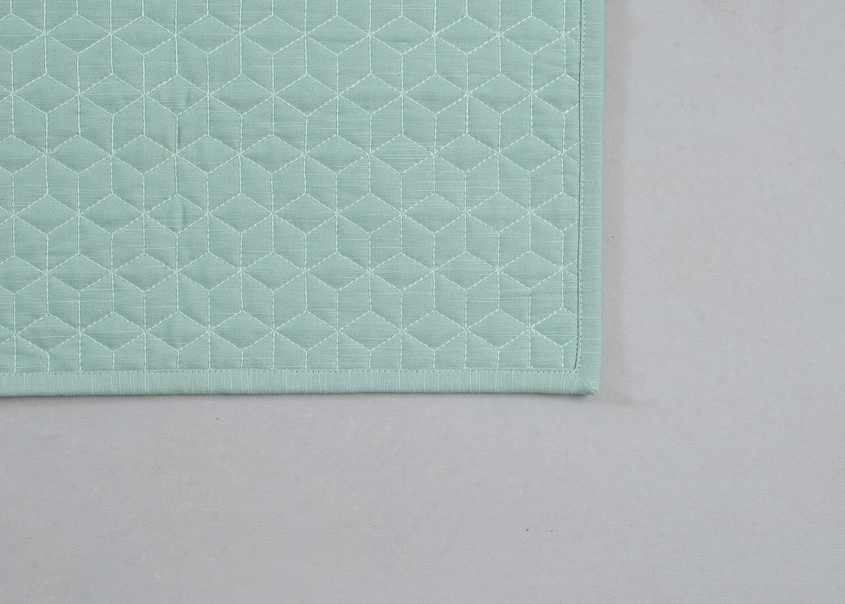Quilted Solid Cotton Placemats - Nile Blue