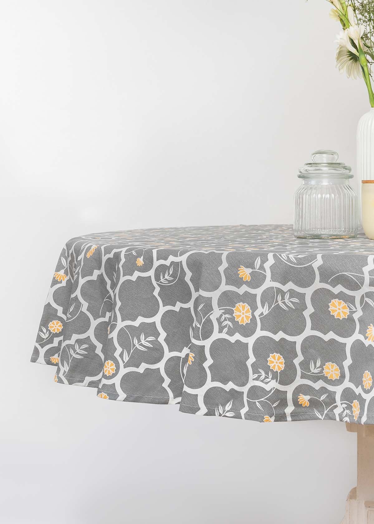 Palace Gardens Printed Cotton Table Cloth - Grey