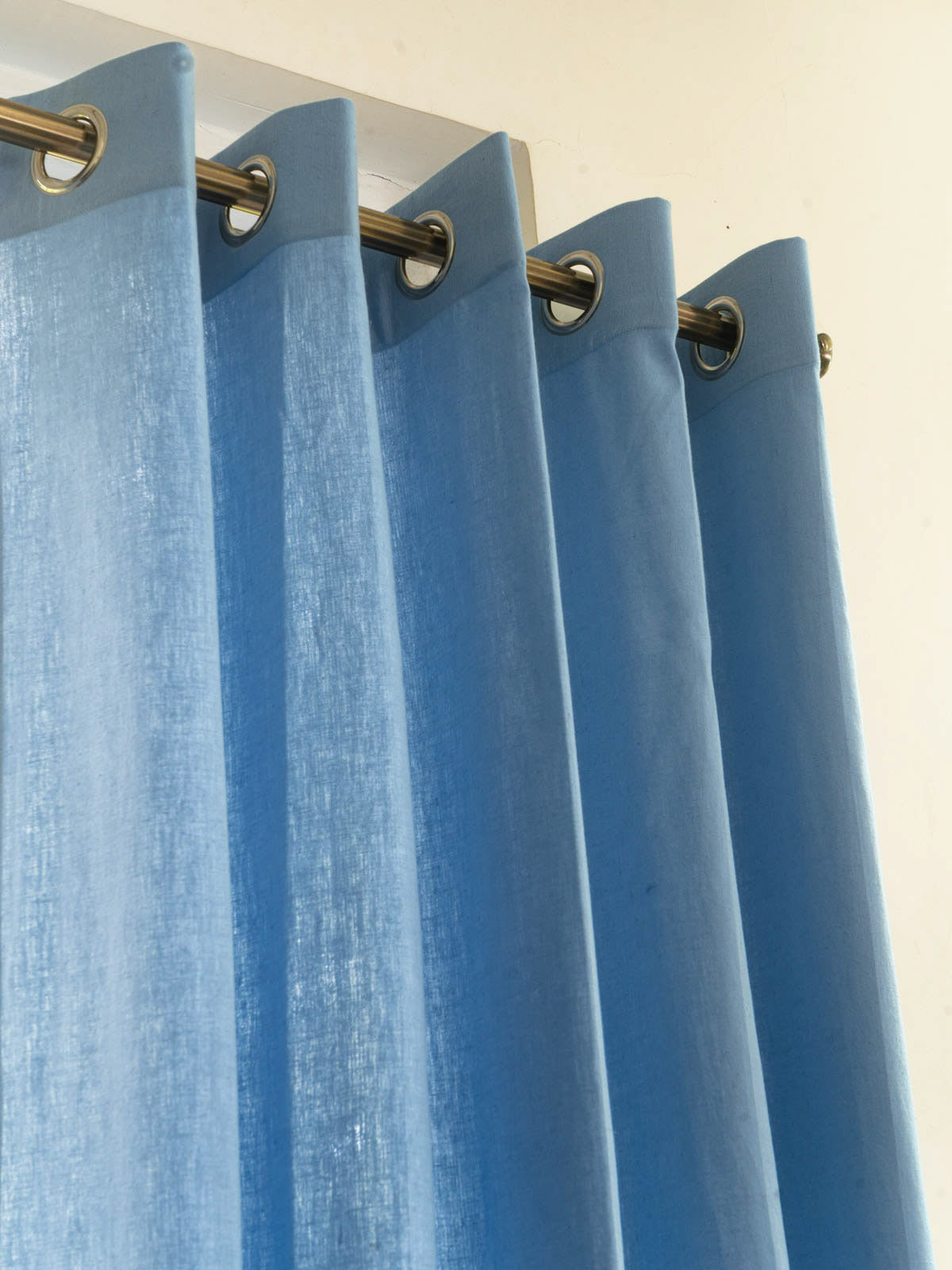 Solid Linen Curtain - Blue - Single