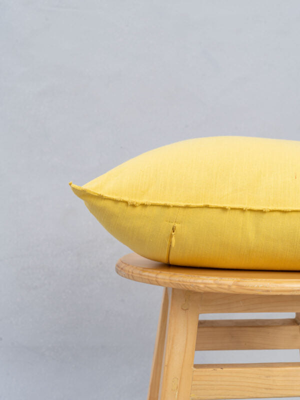 Solid Yellow 100% cotton plain cushion cover for sofa