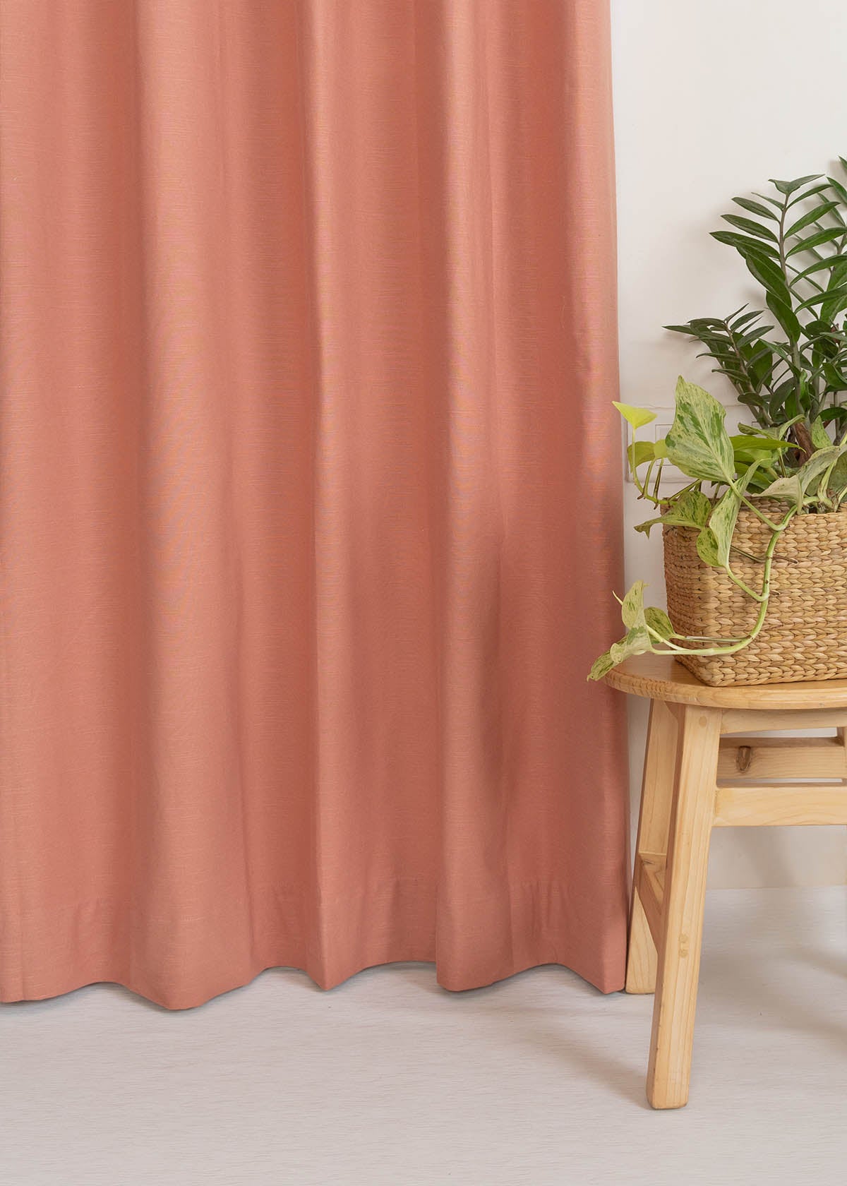 Solid Rust 100% Customizable Cotton plain curtain for bedroom - Room darkening