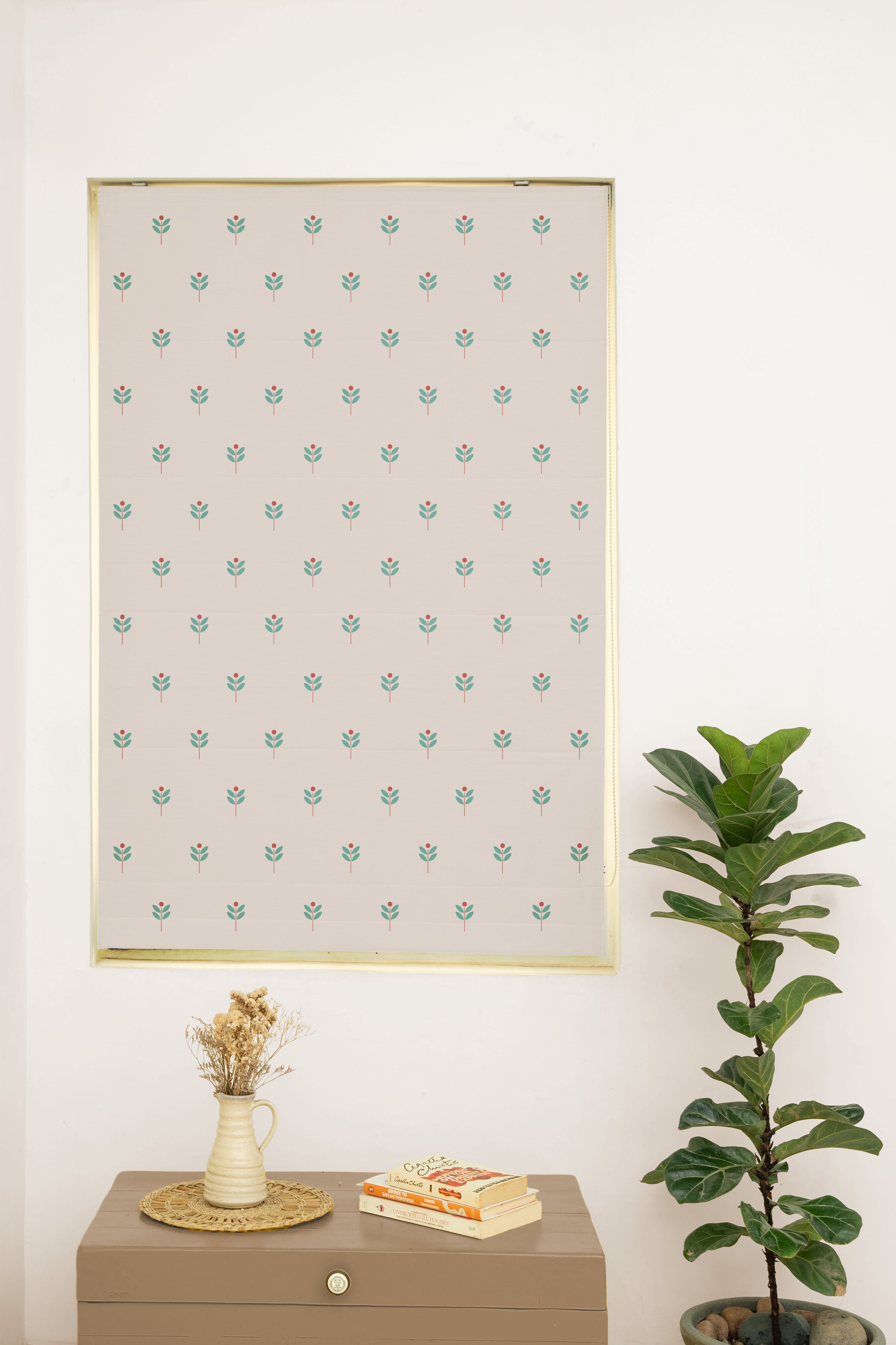 Sapling Nile blue 100% Cotton Sheer Printed Customizable blind for livingroom & Bedrooms-Light Filtering