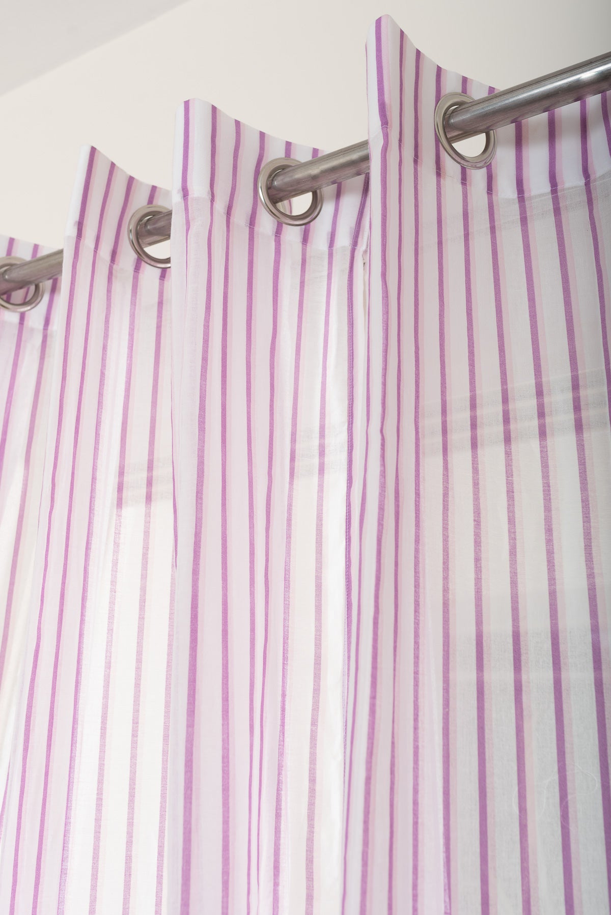 Shadow Stripes in Lavender Cotton Sheer Curtain  - Single