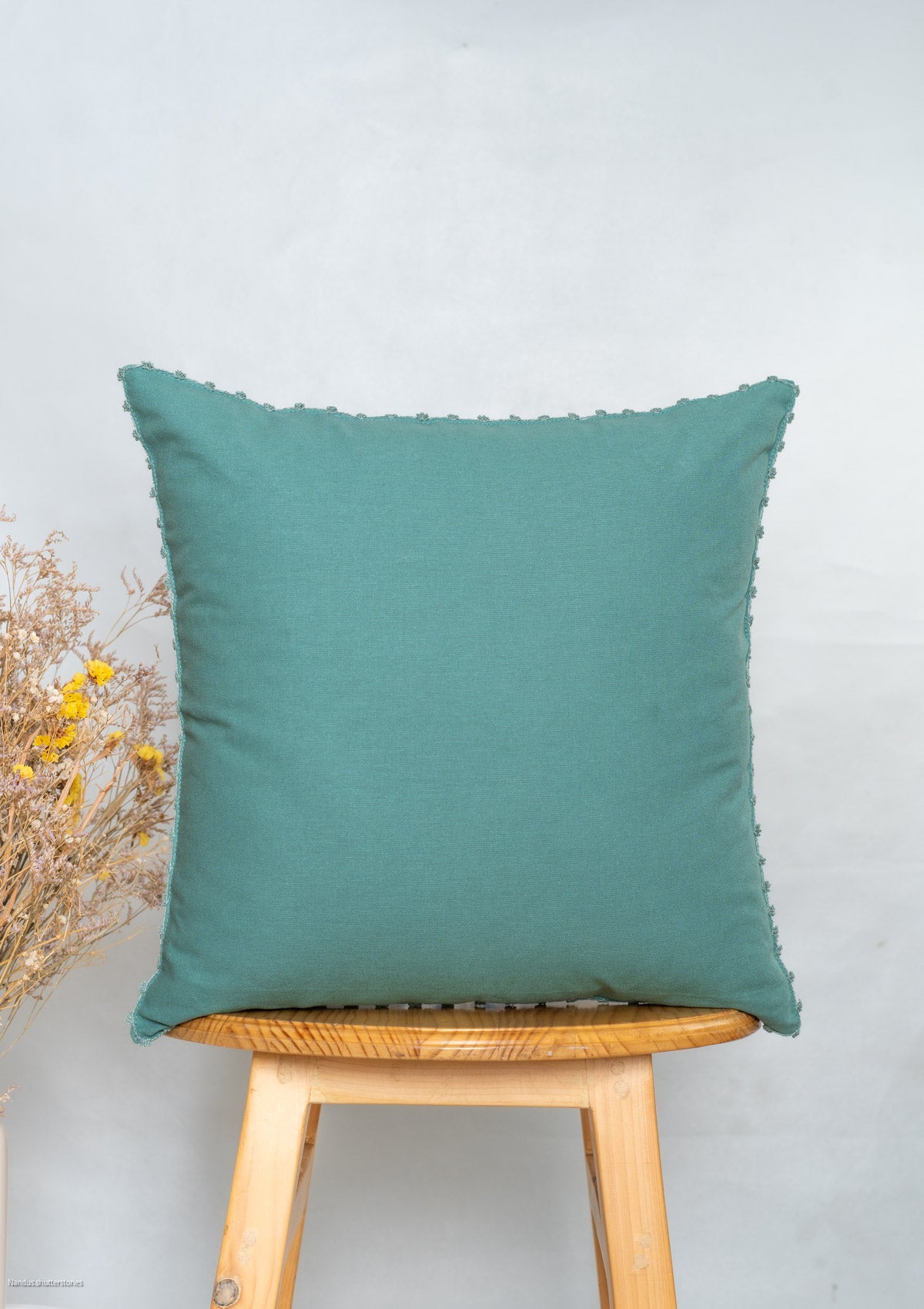 Solid aqua blue 100% cotton plain cushion cover for sofa