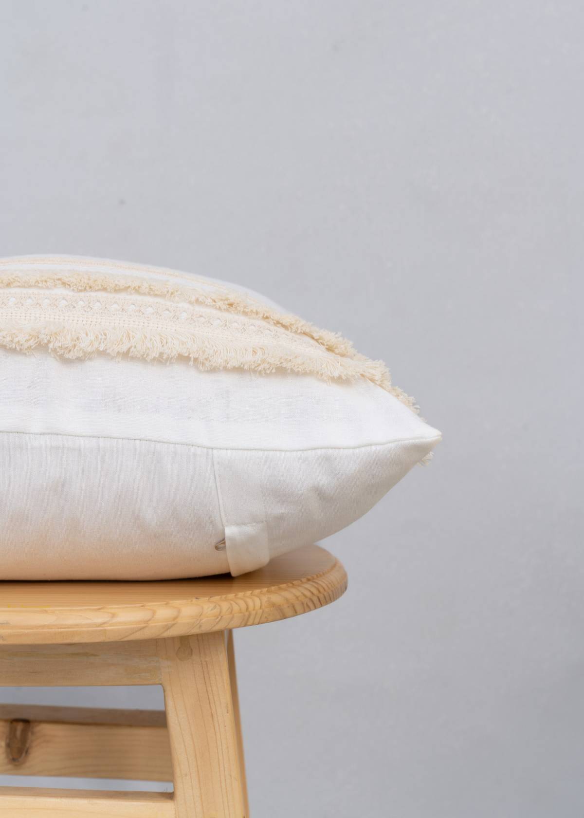 Tasseled Cotton Cushion Cover - White