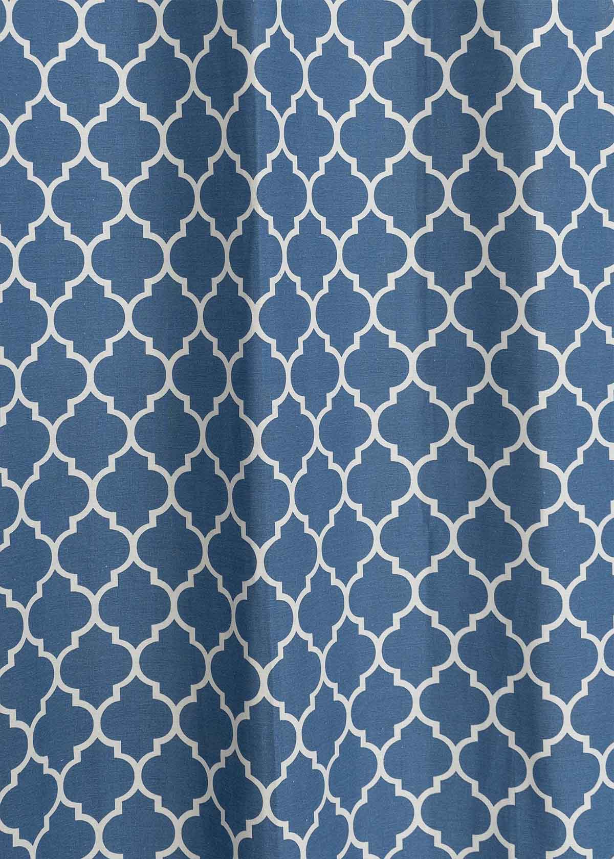 Reverse Trellis printed cotton Fabric - Royal Blue
