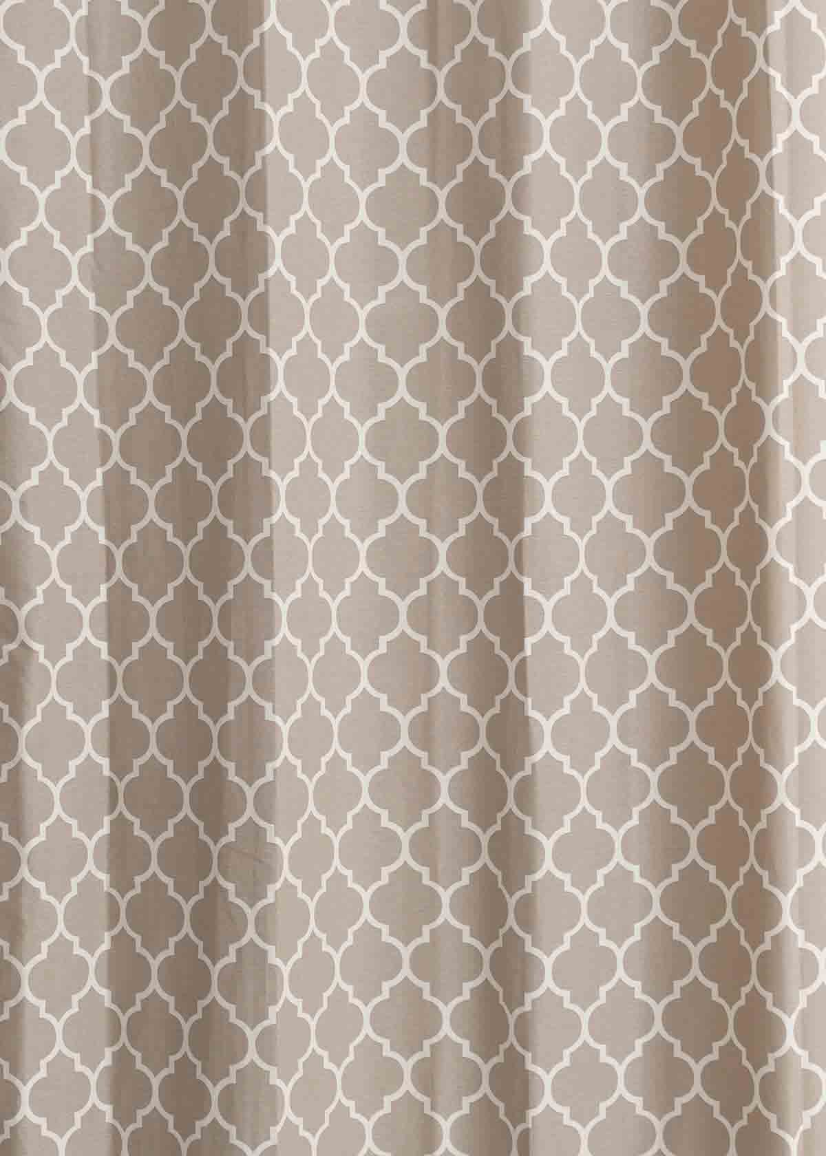 Reverse Trellis 100% cotton geometric curtain for bed room - Room darkening - Walnut Grey - Pack of 1