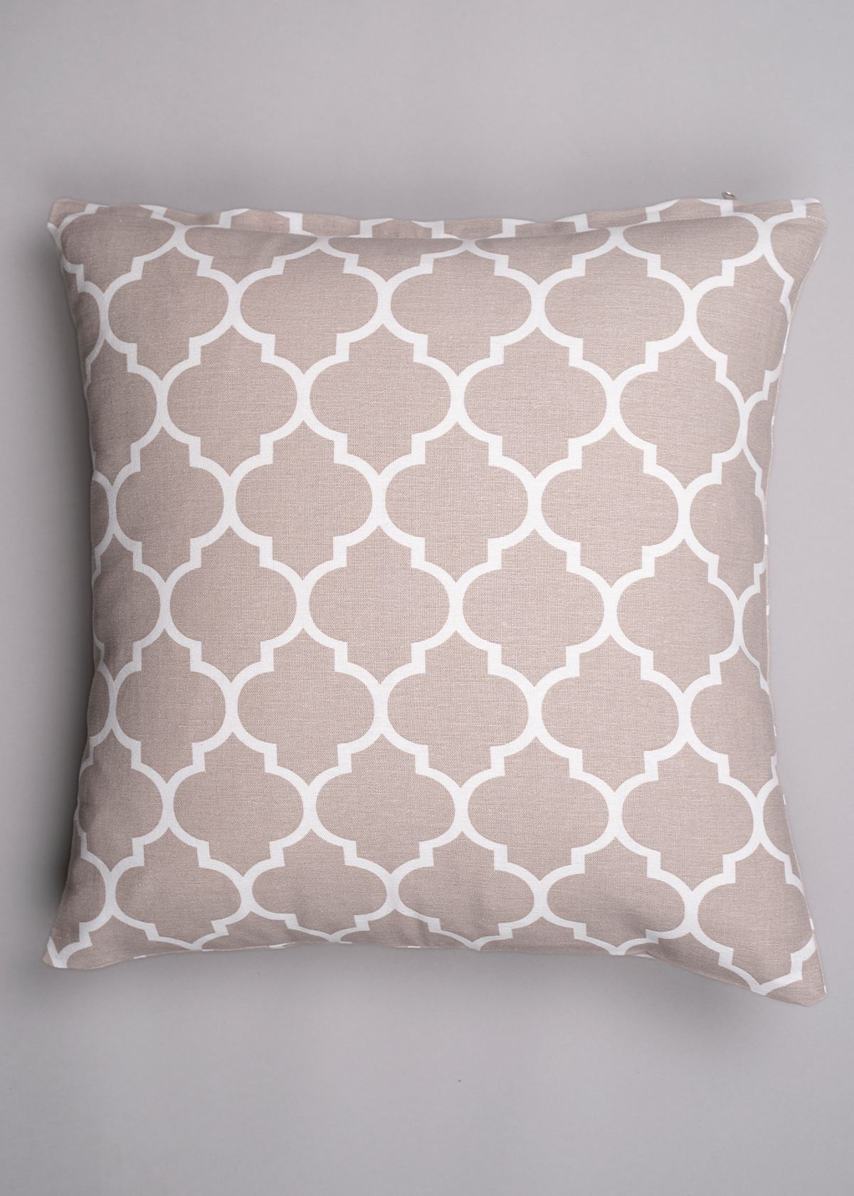 Reverse Trellis 100% cotton geometric cushion cover for sofa - Walnut grey