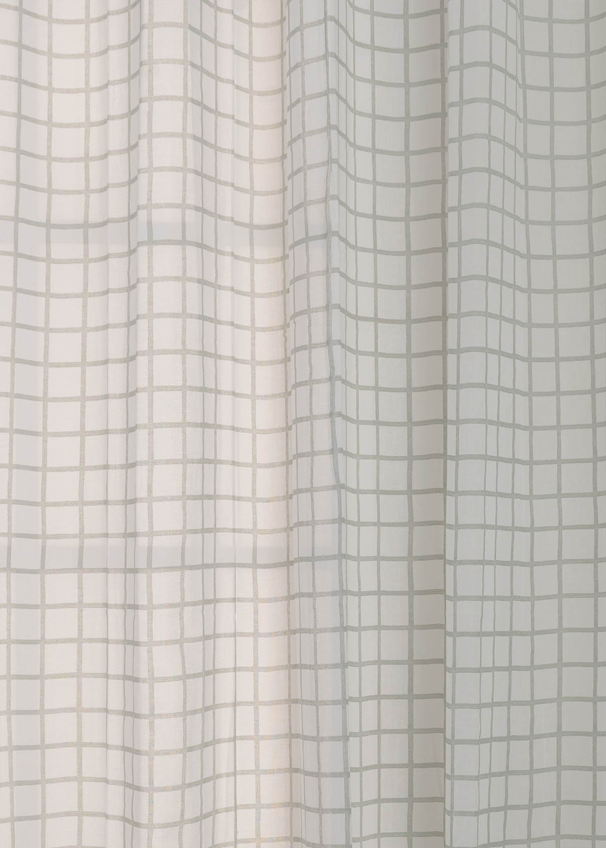 Uneven Checks Printed Sheer Curtain - Grey