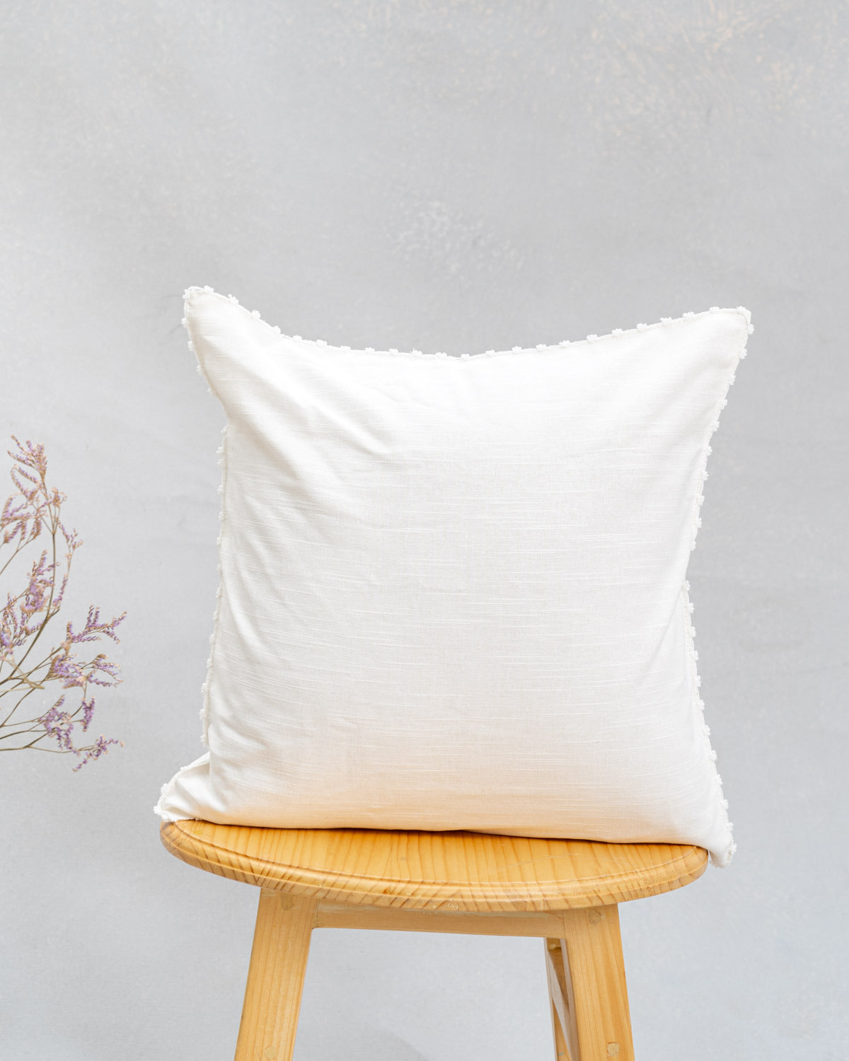 Solid Cotton Cushion Cover - White