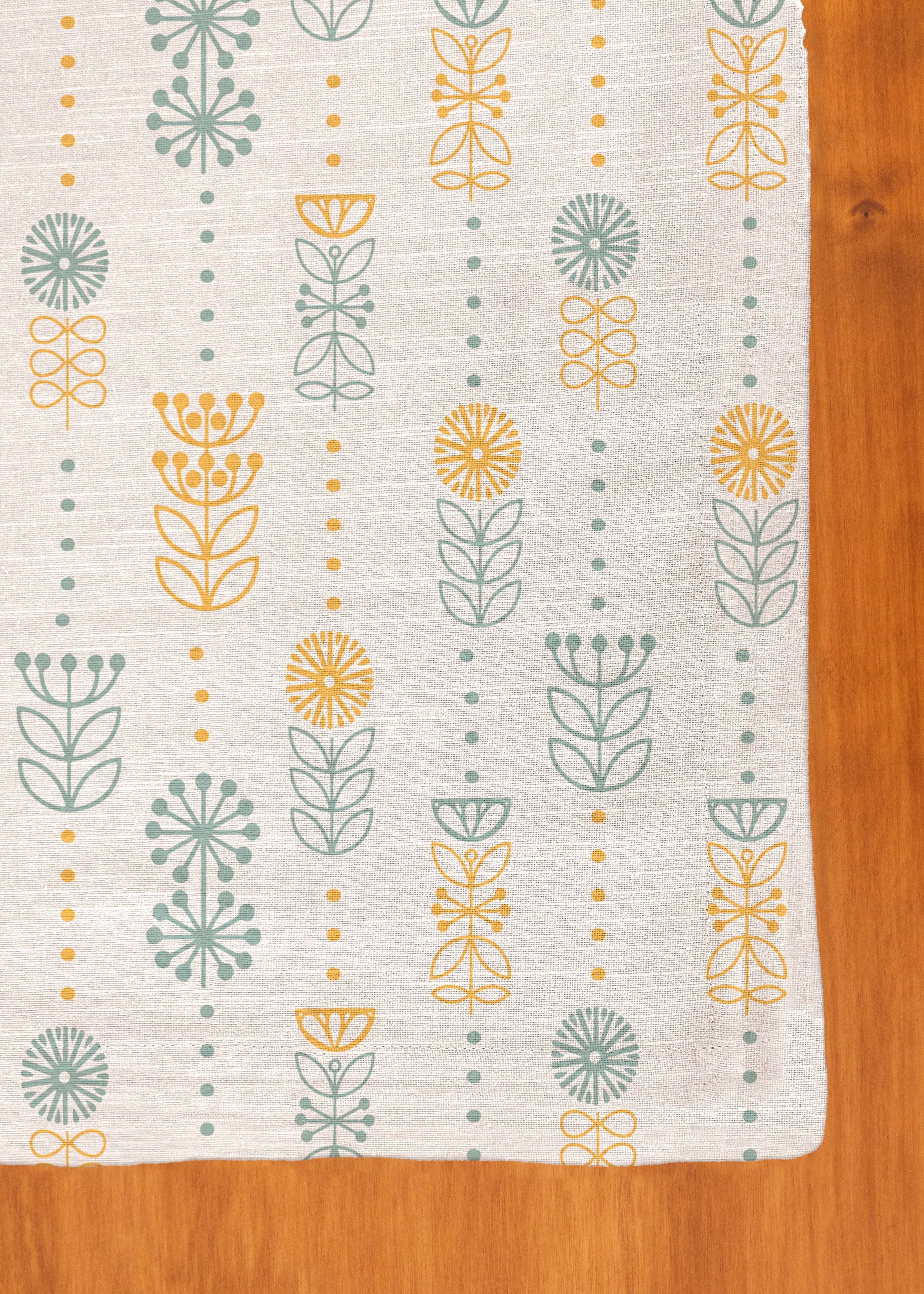 Wild Bouquet Printed Cotton Table Cloth - Corn Yellow