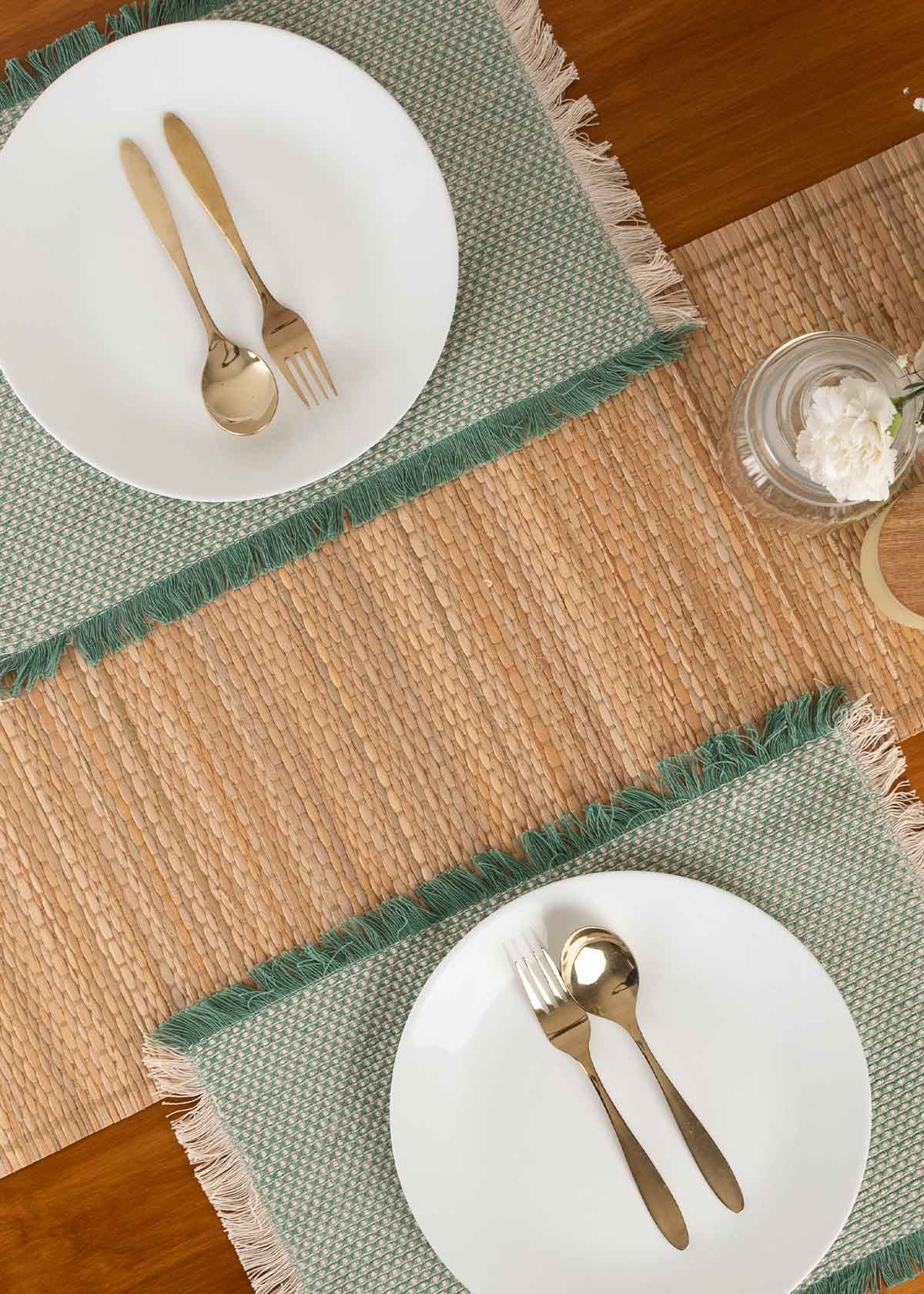 Solid Woven Cotton Place Mats - Sage Green