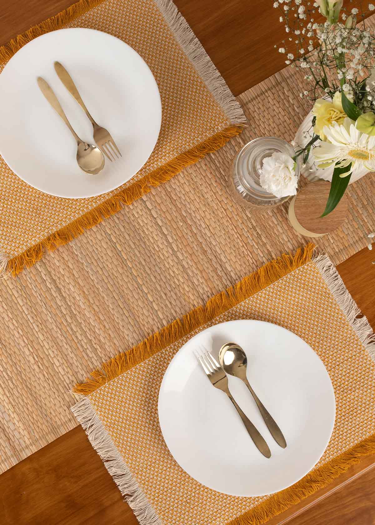 Solid Woven Cotton Place Mats - Mustard