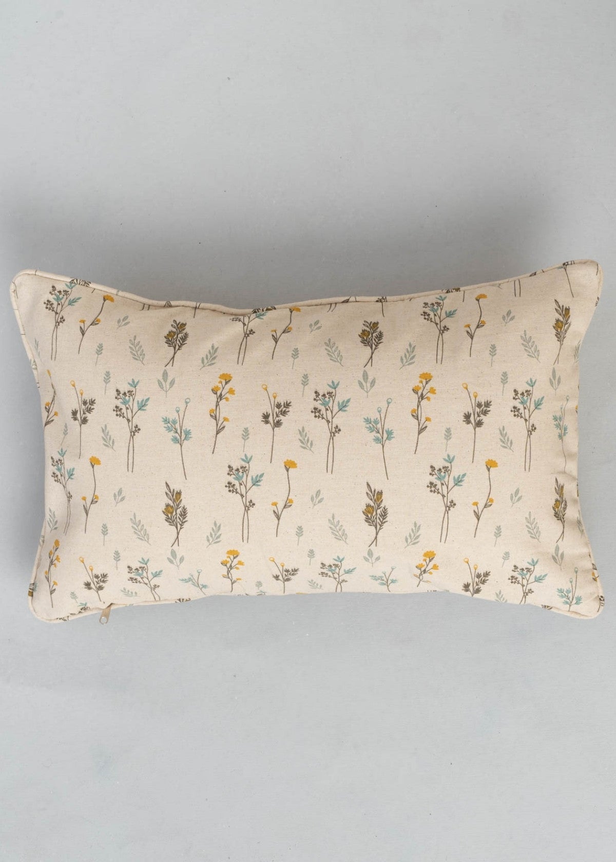 Blooming Meadows Printed Cotton Cushion Cover - Beige