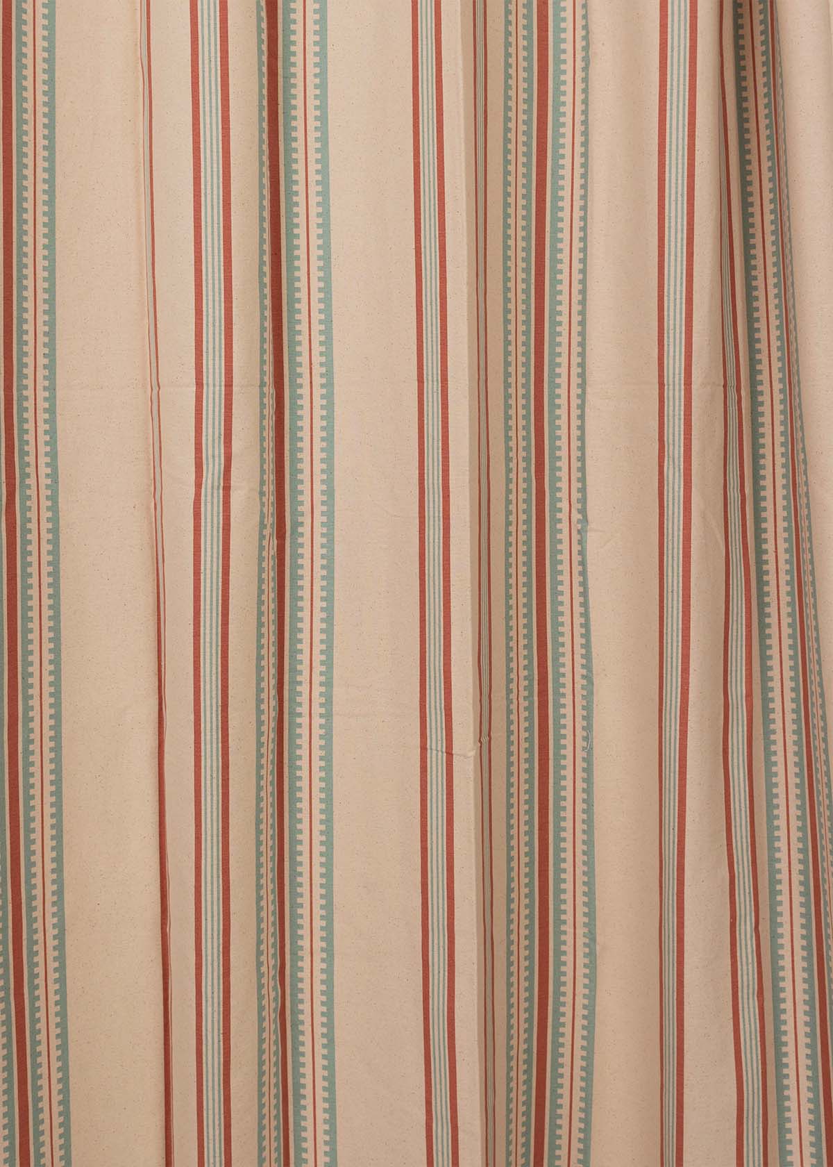 Roman Stripes 100% cotton geometric curtain for bed room - Room darkening - Multicolor - Pack of 1