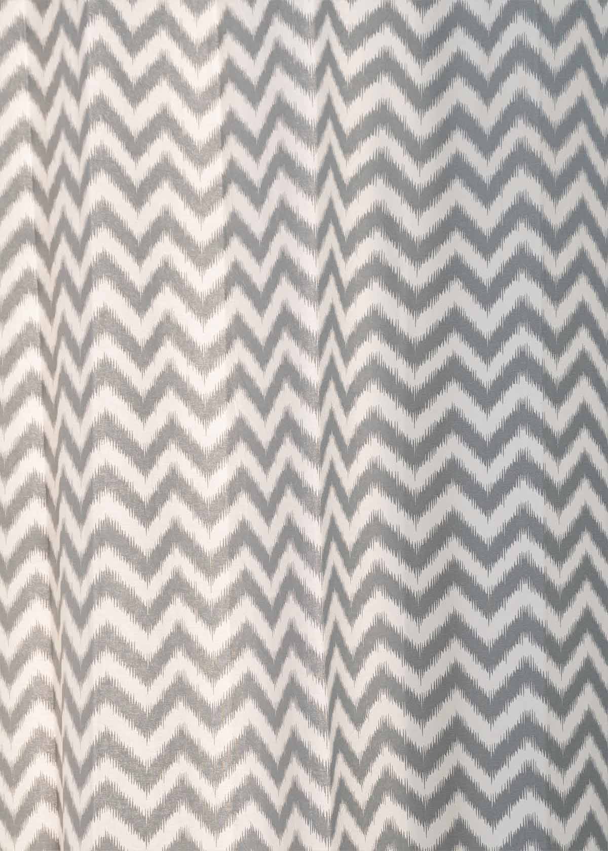 Ikat Chevron Printed Cotton Curtain - Grey - Single