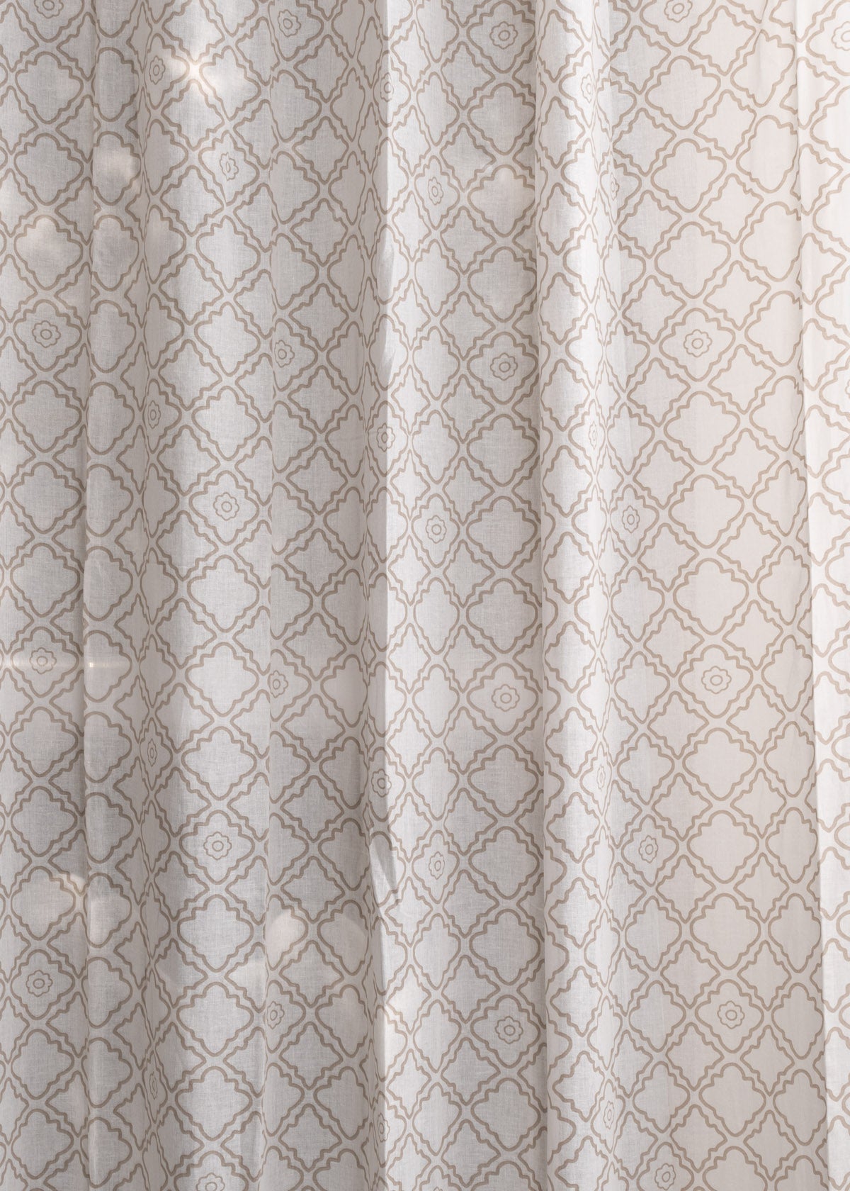 Lattice 100% cotton Sheer Geometric curtain for Living room & bedroom - Light filtering - Walnut Grey - Pack of 1
