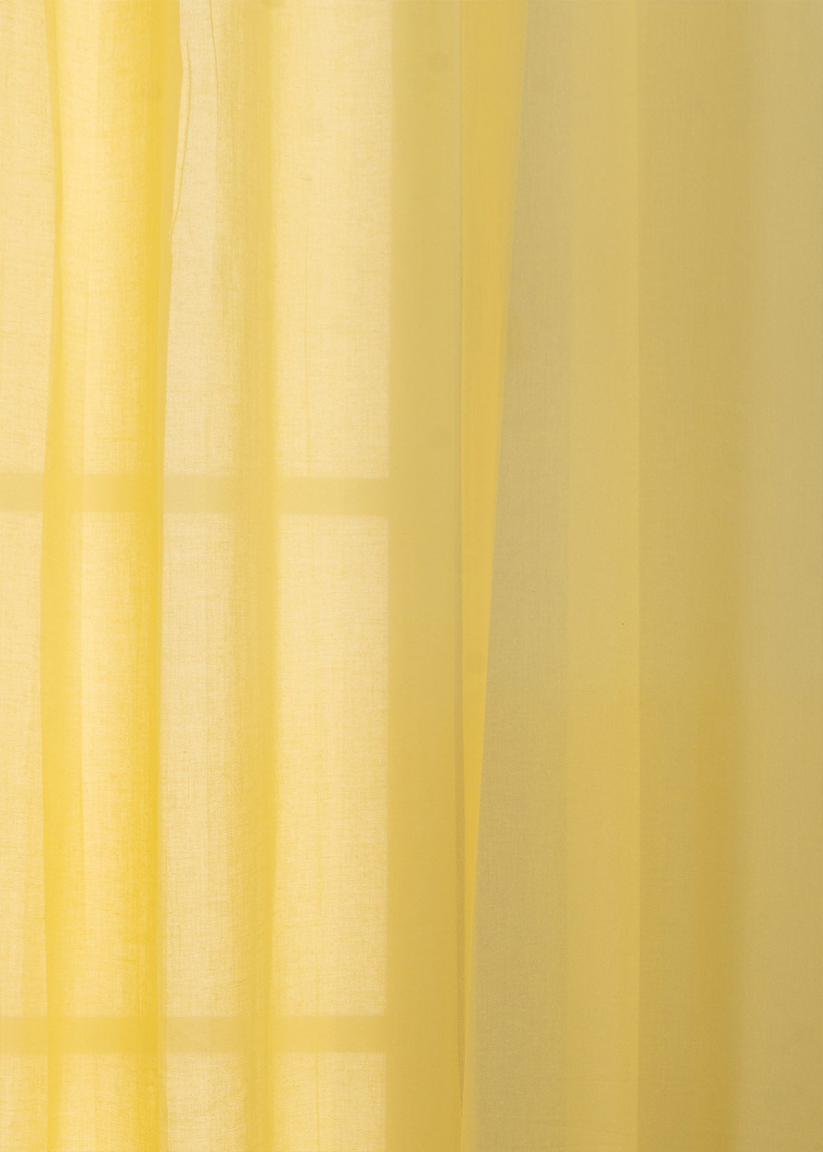 Solid Pale Yellow sheer 100% cotton plain curtain for Living room & bedroom - Light filtering - Pack of 1