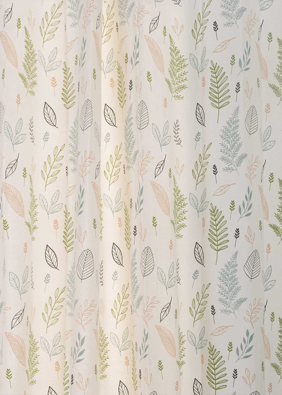 Rustling Leaves Printed Cotton Curtain - Green - Single